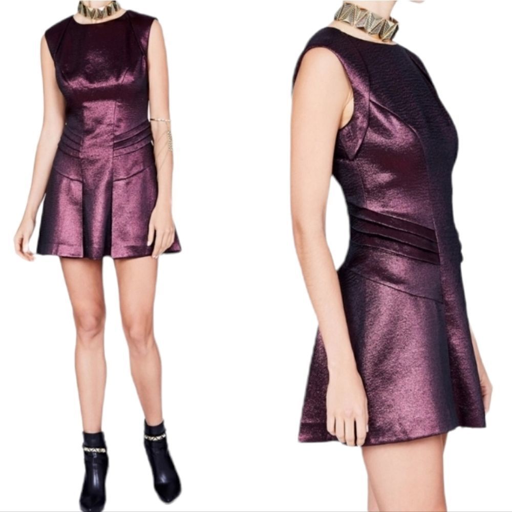 NEW SASS & BIDE dress a fallen star shiny metallic pink mini XS/38